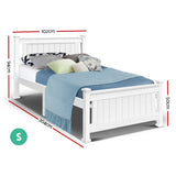 Single Solid Pine Timber Bed Frame-White