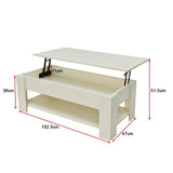 Lift Up Coffee Table with Storage-White