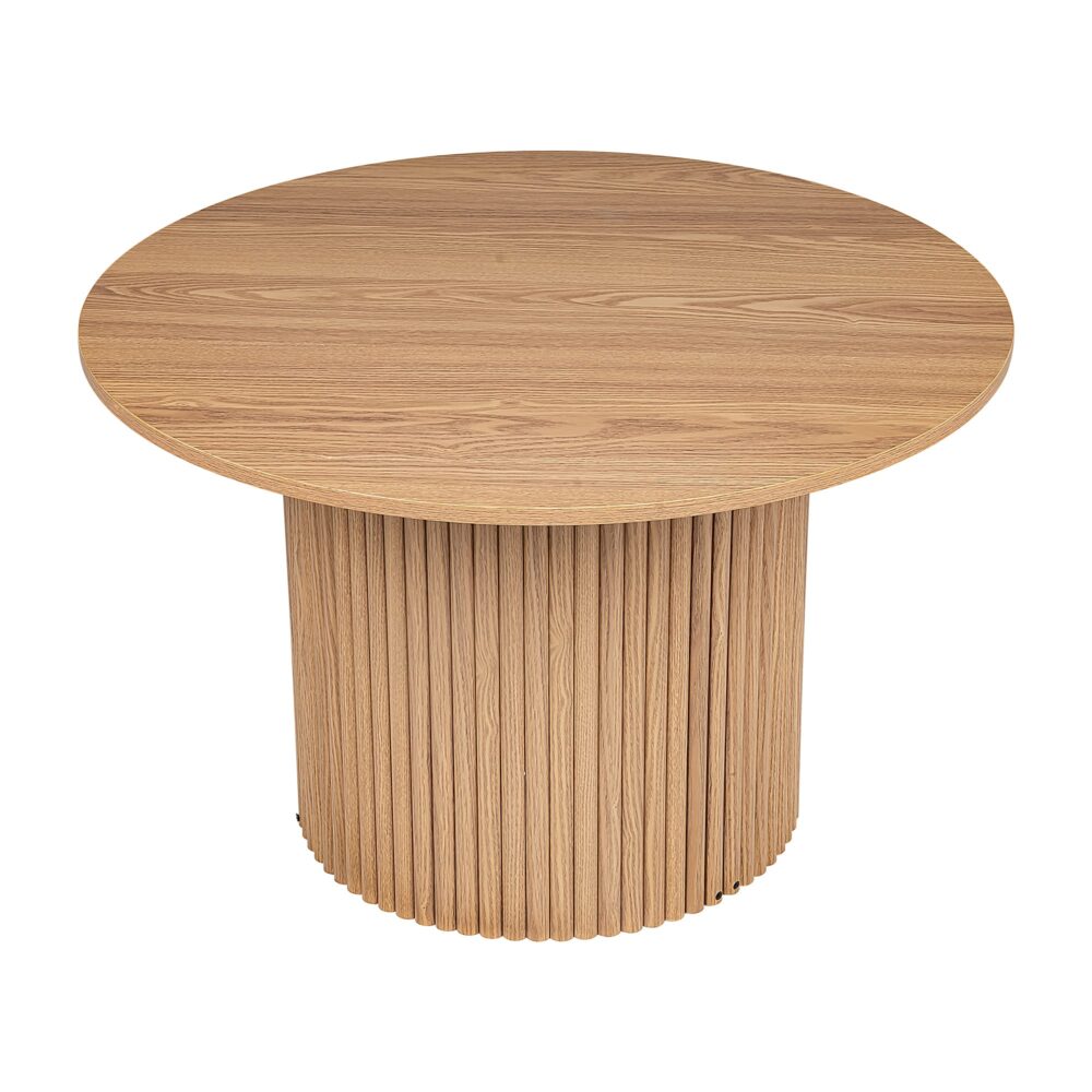 Luxe Ribbed Round Coffee Table Wooden