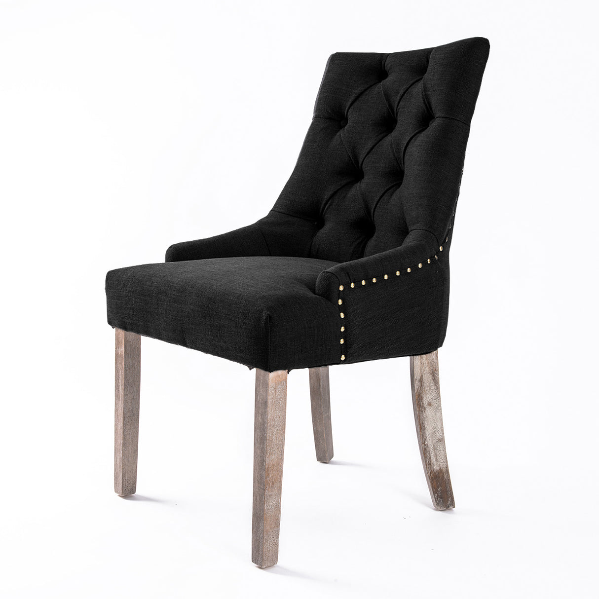 La Bella Dark Black French Provincial Dining Chair Amour Oak Leg