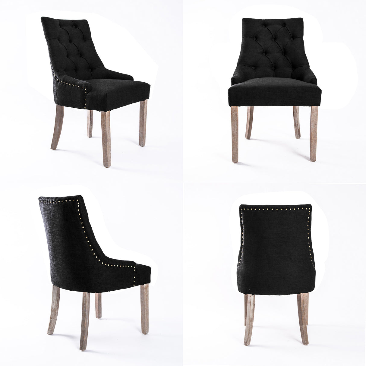 La Bella Dark Black French Provincial Dining Chair Amour Oak Leg