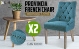 La Bella 2 Set Dark Blue French Provincial Dining Chair Amour Oak Leg