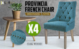 La Bella 4 Set Dark Blue French Provincial Dining Chair Amour Oak Leg