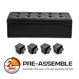 La Bella 102cm Black Storage Ottoman Stool Leather