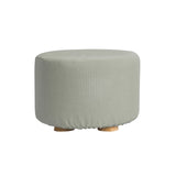 La Bella Grey Fabric Ottoman Round Wooden Leg Foot Stool