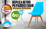 La Bella 4 Set Blue Retro Dining Cafe Chair Padded Seat