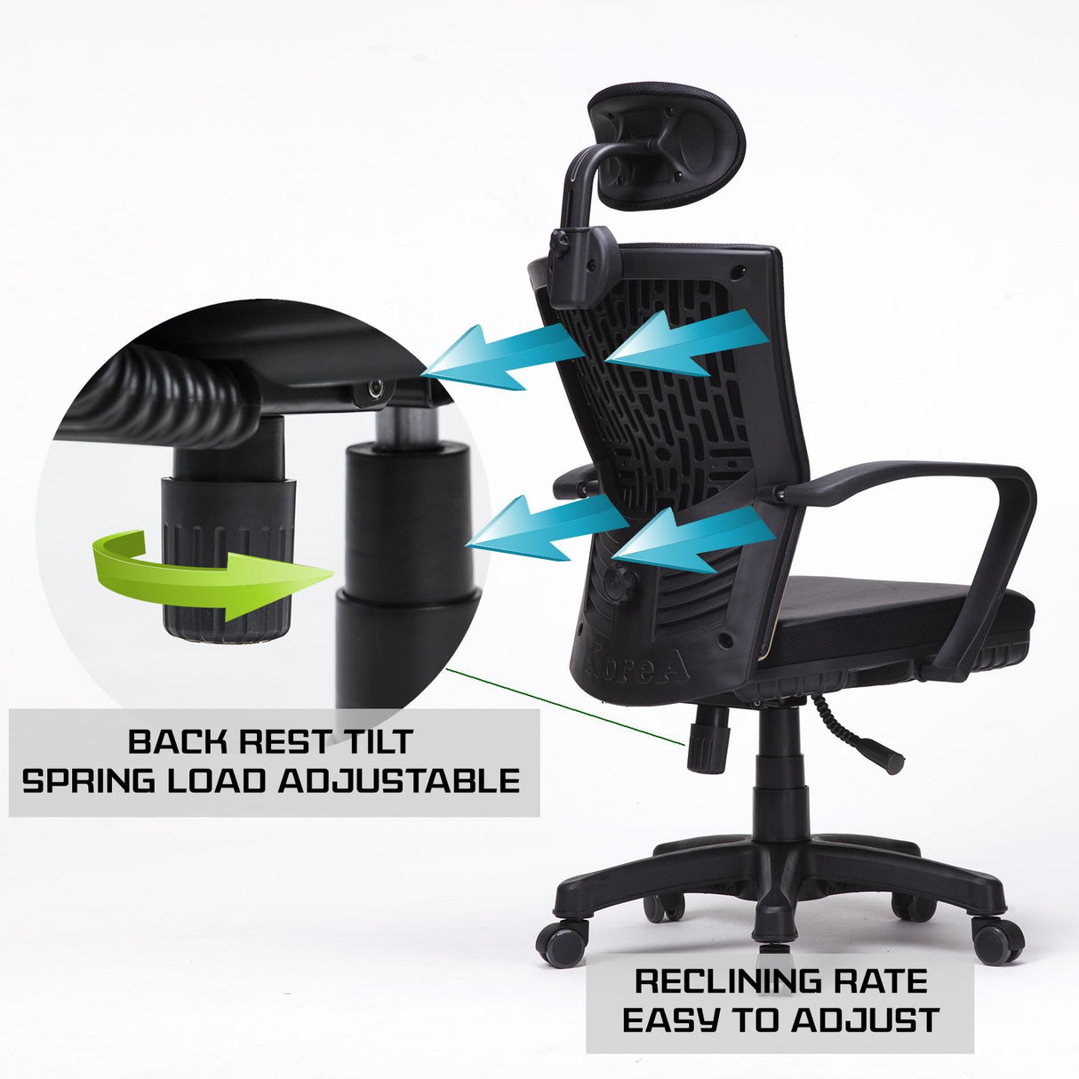 Korean Black Office Chair Ergonomic Cozy