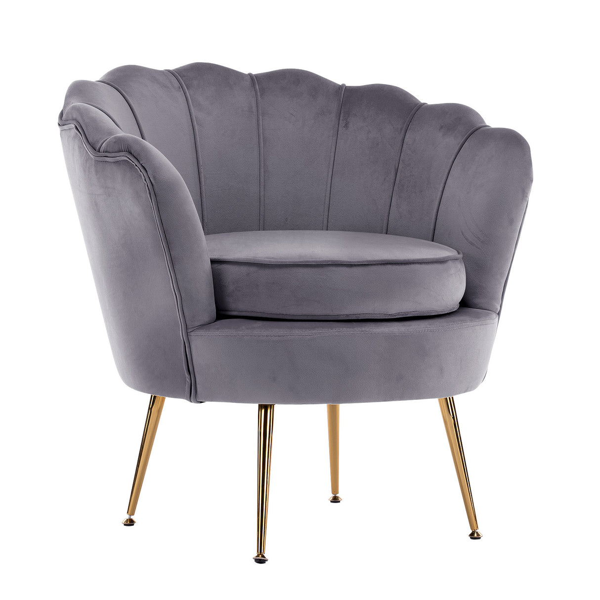 La Bella Shell Scallop Grey Armchair Lounge Chair Accent Velvet