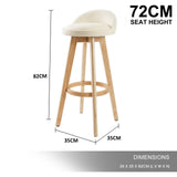 La Bella 2 Set 72cm Beige Wooden Bar Stool Leila Fabric