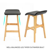 La Bella 2 Set 65cm Black Wooden Bar Stool DARA Leather