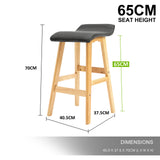 La Bella 4 Set 65cm Black Wooden Bar Stool DARA Leather