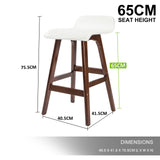 La Bella 2 Set 65cm White Brown Wooden Bar Stool Sophia Leather