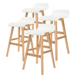 La Bella 4 Set 65cm White Wooden Bar Stool Sophia Leather