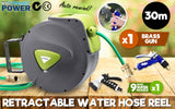 Dynamic Power Garden Water Hose 30M Retractable Rewind Reel + Brass Gun