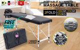 Forever Beauty Black Portable Beauty Massage Table Bed Therapy Waxing 2 Fold 55cm Aluminium