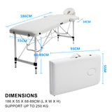 Forever Beauty White Portable Beauty Massage Table Bed Therapy Waxing 2 Fold 55cm Aluminium