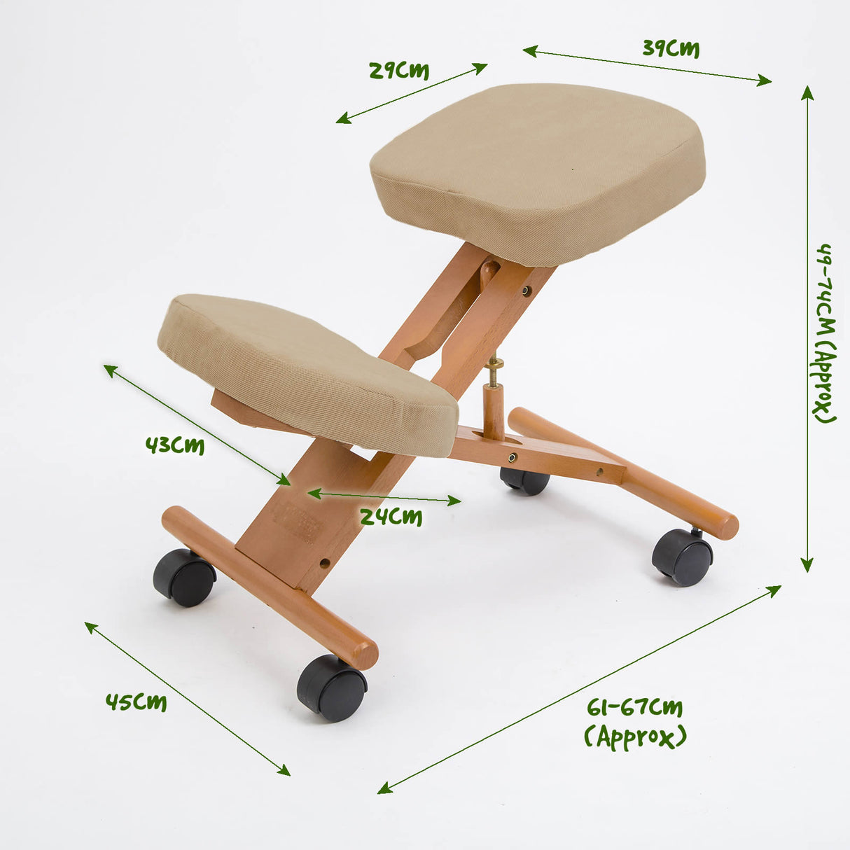 Forever Beauty Beige Ergonomic Adjustable Kneeling Chair