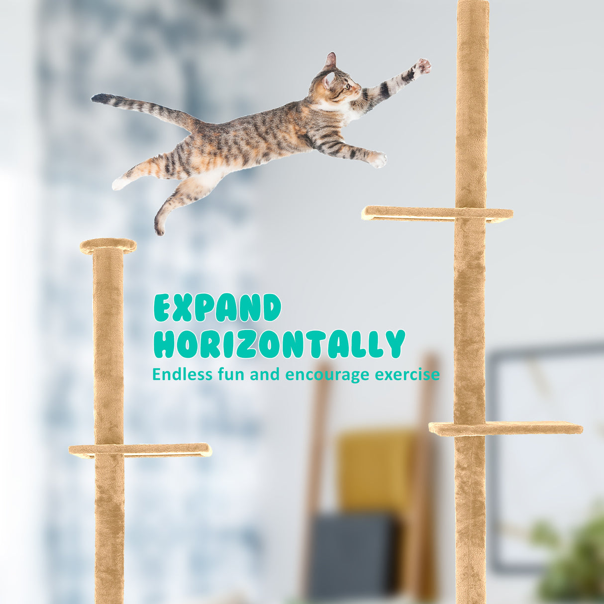 Paw Mate 278cm Brown Cat Tree PILLAR Scratcher Adjustable Floor to Ceiling Condo Tower