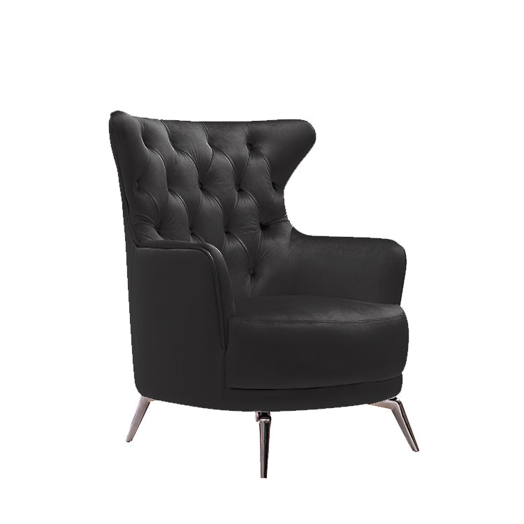 Grand Tufted Lounge - Black Velvet - Silver Legs