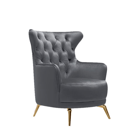 Grand Tufted Lounge - Dark Grey Velvet - Gold Legs