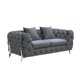 Grand Tufted Lounge - Dark Grey Velvet - Silver Legs