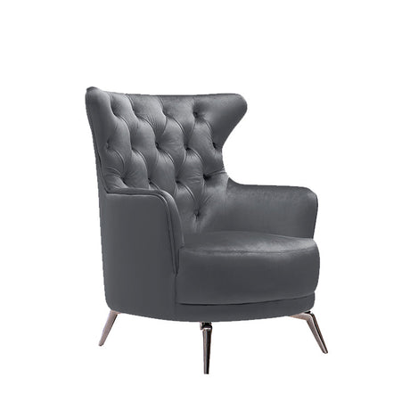 Grand Tufted Lounge - Dark Grey Velvet - Silver Legs