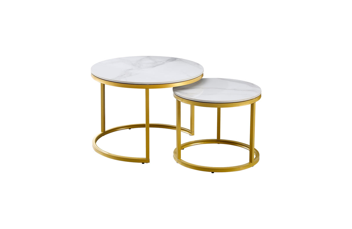 Nesting style Coffee Table - White on Champagne Gold - 60cm/40cm