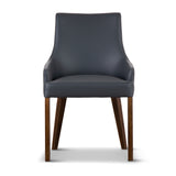 Tuberose Dining Chair Set of 3 PU Leather Solid Acacia Wood Furniture Dark Grey