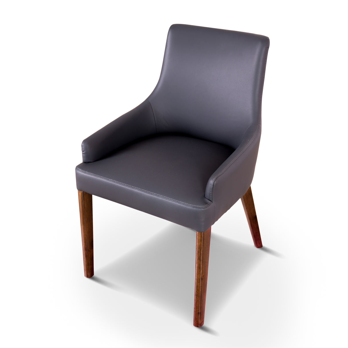 Tuberose Dining Chair PU Leather Solid Acacia Timber Wood Furniture - Dark Grey