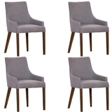 Tuberose Dining Chair Set of 4 Fabric Seat Solid Acacia Wood Furniture - Grey