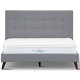 Volga Queen Bed Platform Frame Fabric Upholstered Mattress Base - Grey