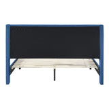 Samson Double Bed Winged Headboard Fabric Upholstered - Blue