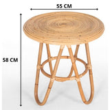 Crocus Rattan Round Side Sofa End Table 55cm - Natural