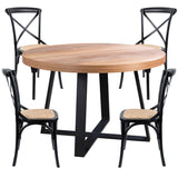 Petunia  5pc 120cm Round Dining Table Set 4 Cross Back Chair Elm Timber Wood