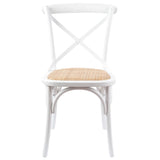 Aster Crossback Dining Chair Set of 8 Solid Birch Timber Wood Ratan Seat - White