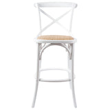 Aster 4pc Crossback Bar Stools Dining Chair Solid Birch Timber Rattan Seat White