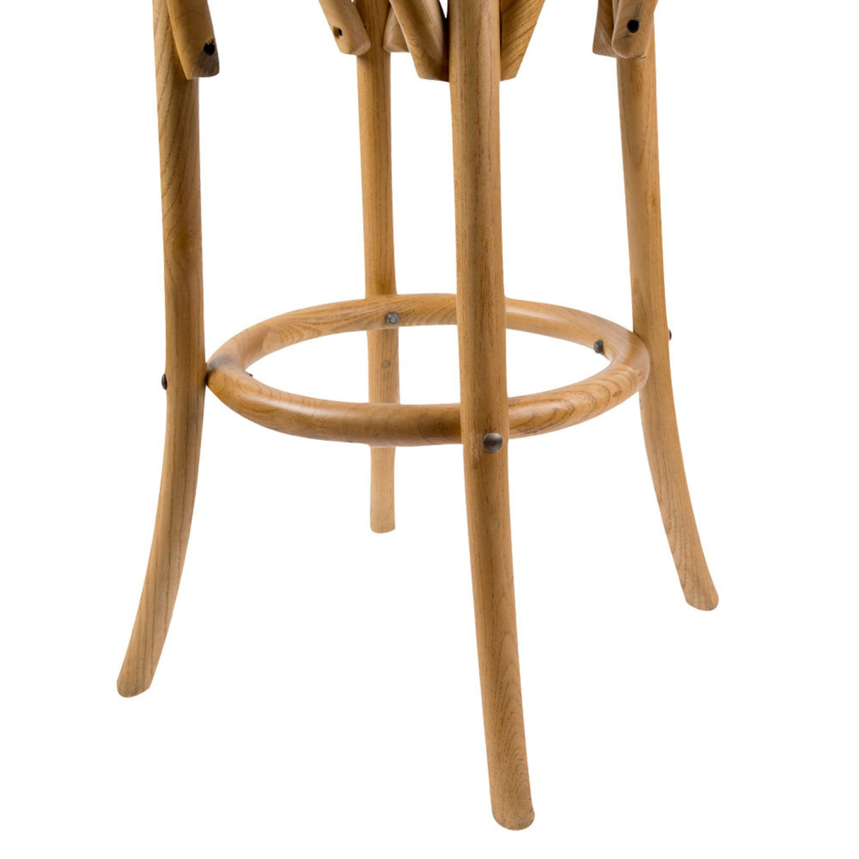 Aster 3pc Round Bar Stools Dining Stool Chair Solid Birch Wood Rattan Seat Oak