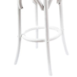 Aster 3pc Round Bar Stools Dining Stool Chair Solid Birch Wood Rattan Seat White