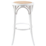 Aster 4pc Round Bar Stools Dining Stool Chair Solid Birch Wood Rattan Seat White