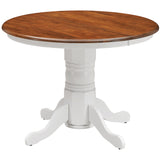 Lupin Round Dining Table 106cm Pedestral Stand Solid Rubber Wood - White Oak