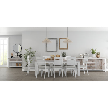 Plumeria Dining Chair Set of 6 Solid Acacia Wood Dining Furniture - White Brush