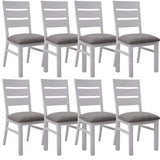 Plumeria Dining Chair Set of 8 Solid Acacia Wood Dining Furniture - White Brush