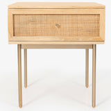 Martina Bedside Table 1 Drawer Storage Cabinet Solid Mango Wood Rattan