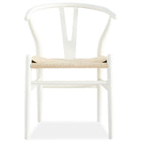 Anemone  Set of 2 Wishbone Dining Chair Beech Timber Replica Hans Wenger - White