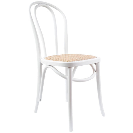 Azalea Arched Back Dining Chair 6 Set Solid Elm Timber Wood Rattan Seat - White