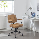 Louise Black Frame Faux Leather Home Office Chair in Brown