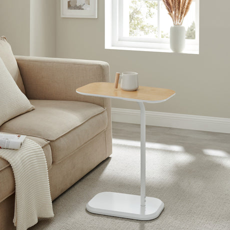 DEANNA Side Table in White and Light Oak