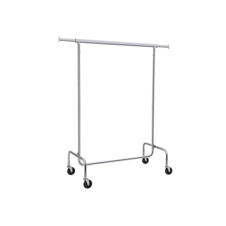 SONGMICS Clothes Garment Rack Heavy Duty Maximum Capacity 136 kg Clothing Rack on Wheels All Metal Chrome Extendable