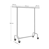 SONGMICS Clothes Garment Rack Heavy Duty Maximum Capacity 136 kg Clothing Rack on Wheels All Metal Chrome Extendable