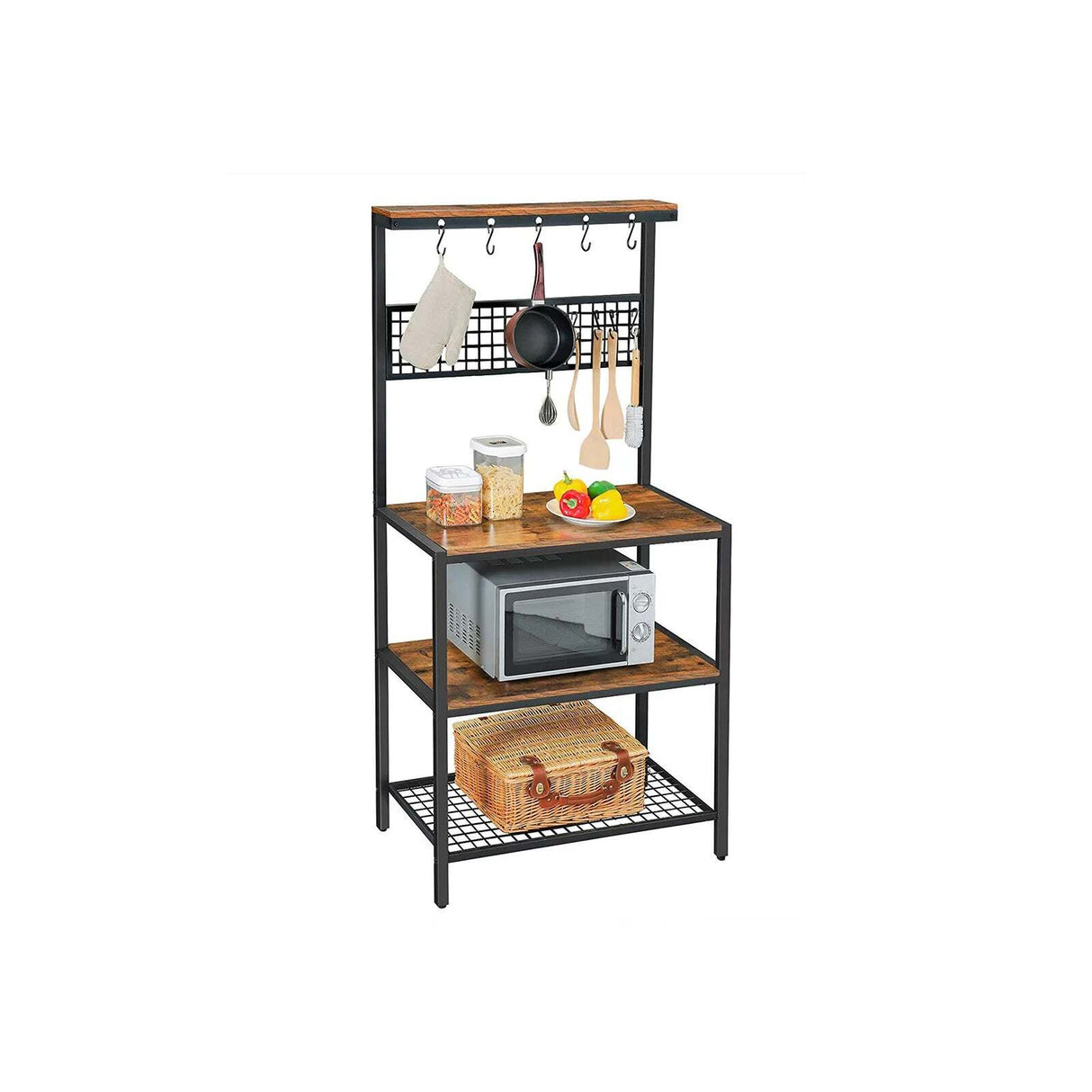 VASAGLE 3 Tier Kitchen Storage Shelves with 10 S-Hooks